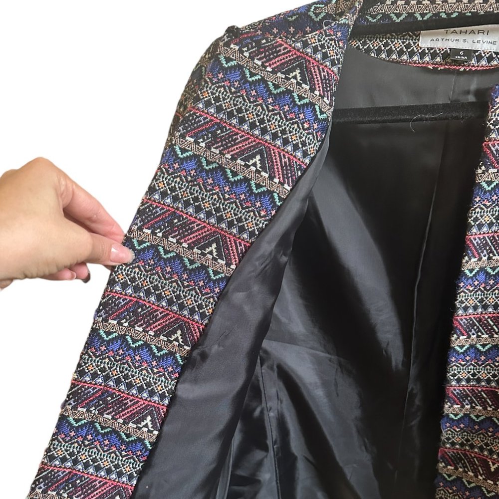 Tahari Blazer Multi Color Size 6 - image 3
